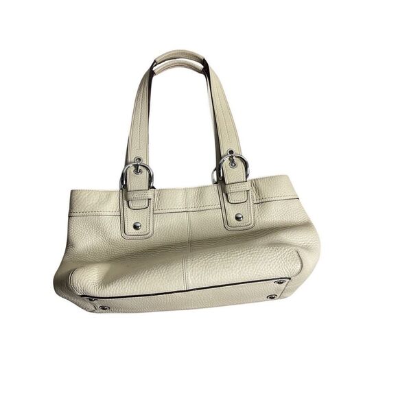 Coach Ashley Soho Pleated Light Cream Leather Satchel #D0949-F13732 Charm Tag - Picture 6 of 7